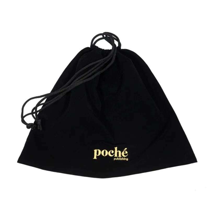 black drawstring bag
