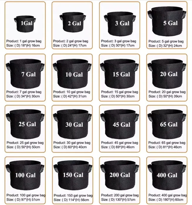 garden bag sizes