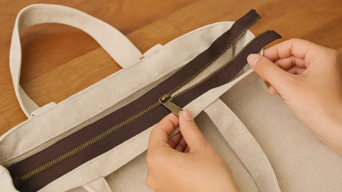how to put a zipper in a tote bag