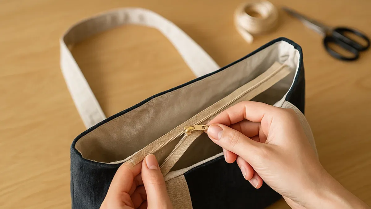 how to put a zipper in a tote bags