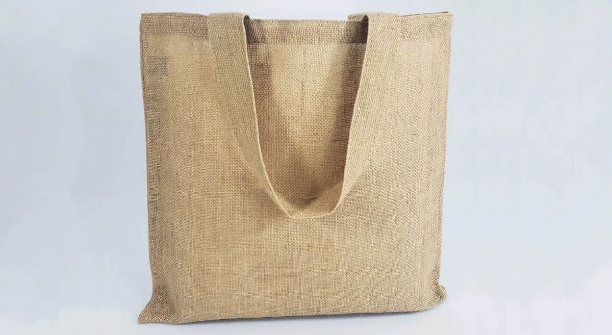 close-up jute tote bag texture