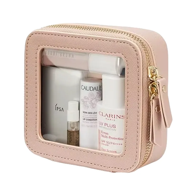 double sided clear cosmetic bag