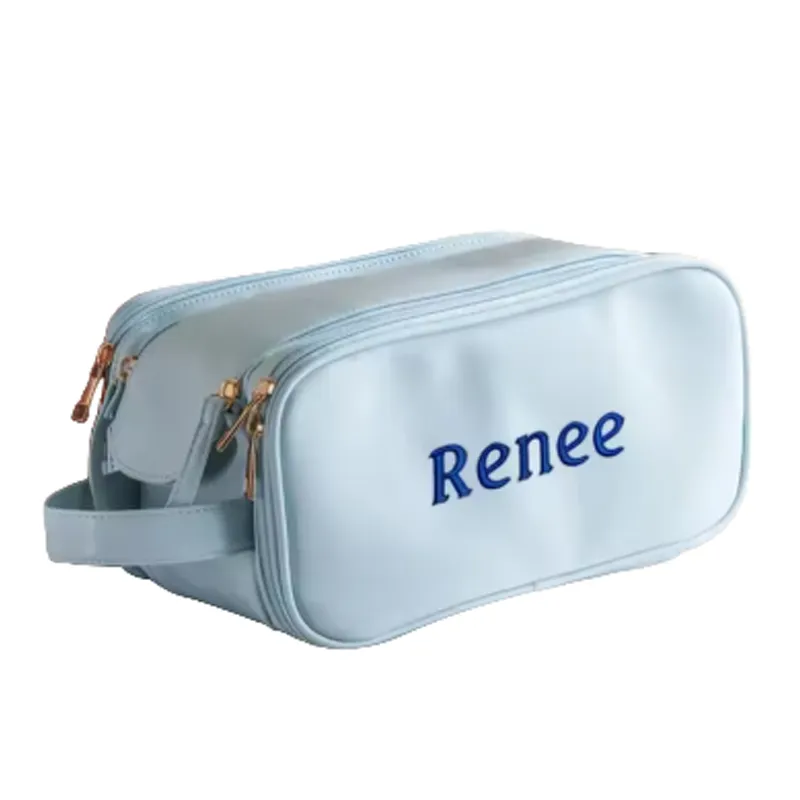 monogrammed leather makeup bag
