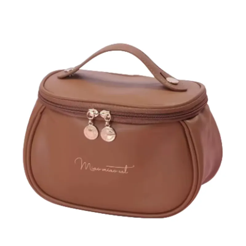 personalized leather makeup bag