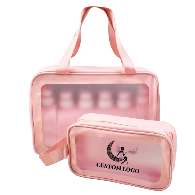 pink clear cosmetic bag