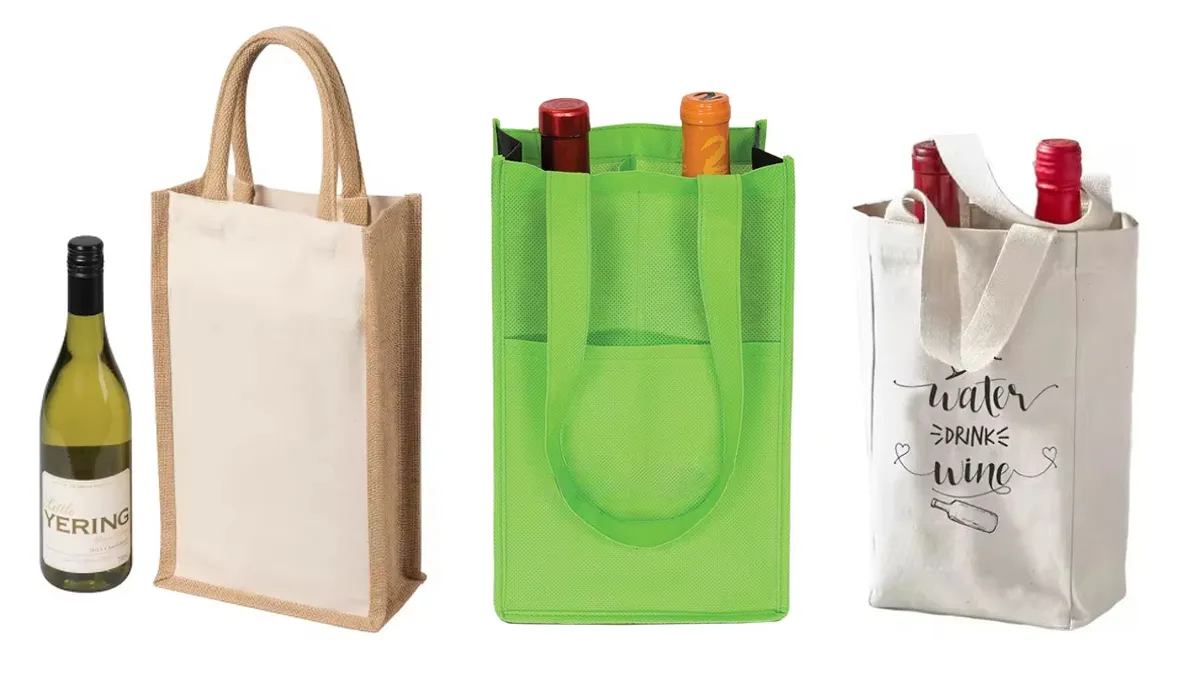 wine double bottle tote bag