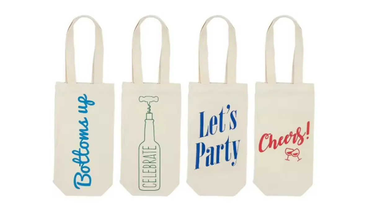 wine single bottle tote bag