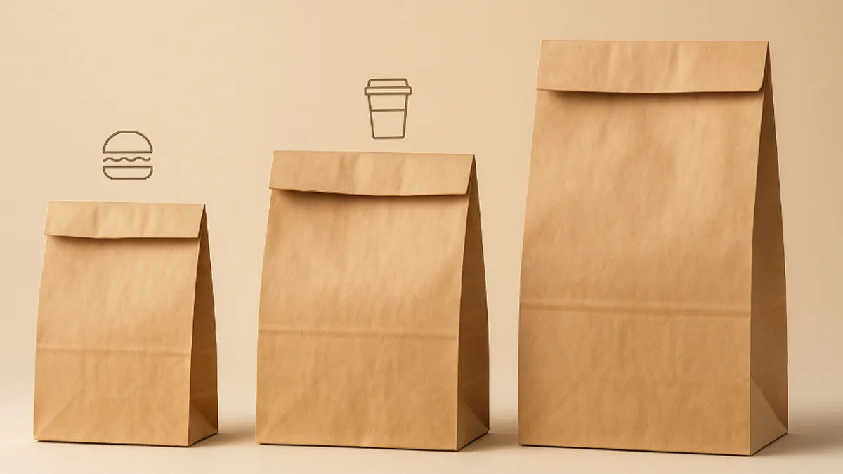 takeout paper bag size