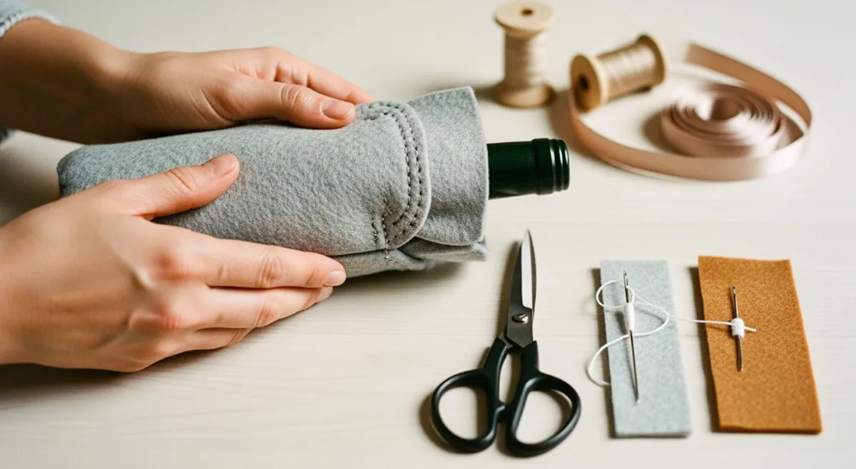 how to make a felt wine bag