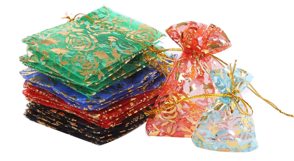 100 Sacchetti Regalo In Organza Nera Con Cordino - 10x12 Cm, Per Matrimoni, Caramelle, Feste, Gioielli, Bomboniere