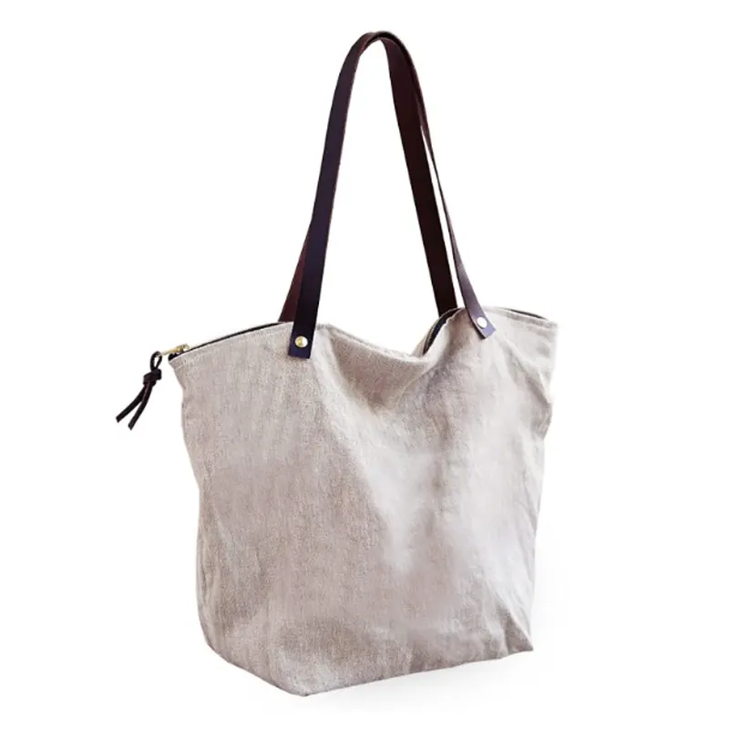 linen tote bags with zipper