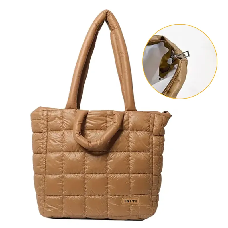 zippered puffer tote bags