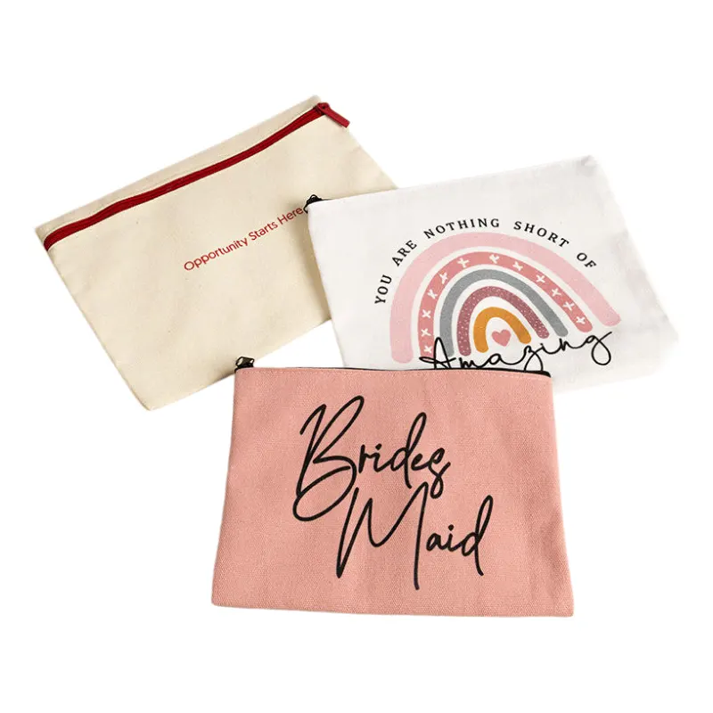 canvas makeup bag with zipper