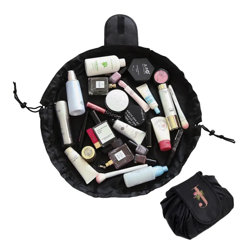 drawstring flat lay makeup bag