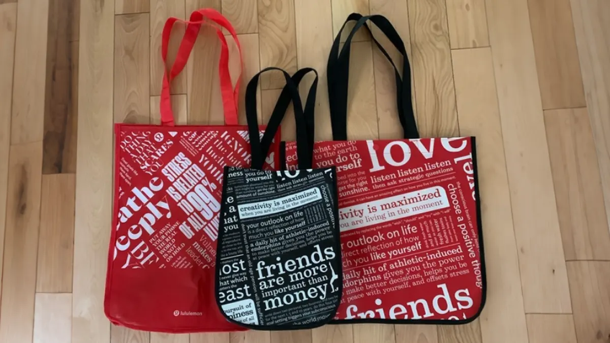 lululemon shopping bags sizes