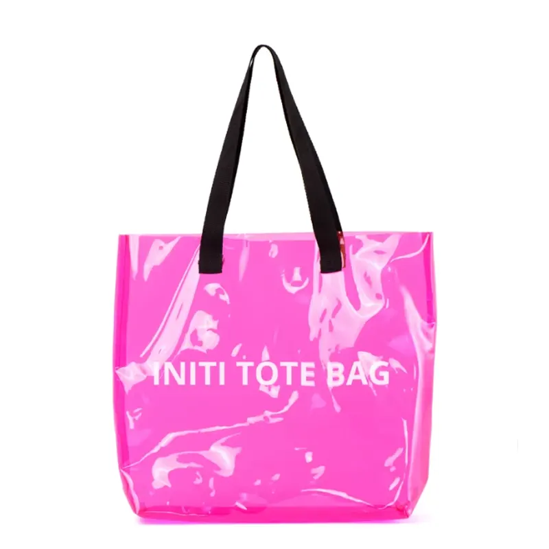 pink transparent tote bag