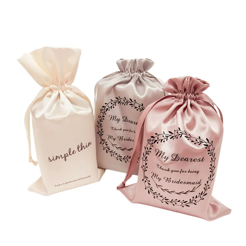 small satin drawstring bags