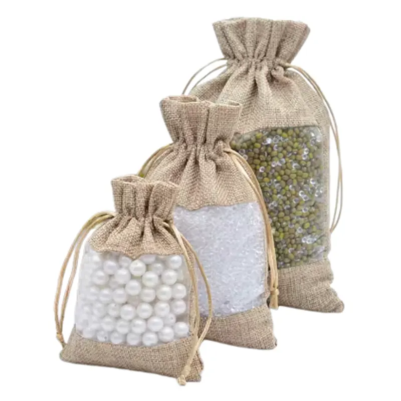 small jute drawstring bags
