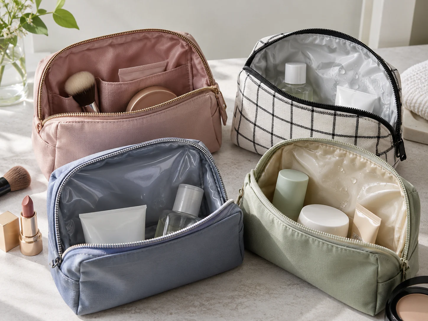 matériaux de doublure pour trousse de toilette